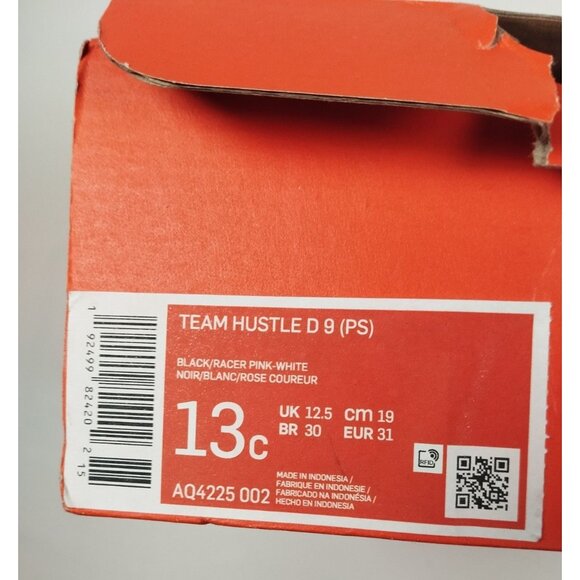 Nike Team Hustle D 9 PS Kids Size 13C Black Pink Basketball Shoes AQ4225-002 - Picture 6 of 7